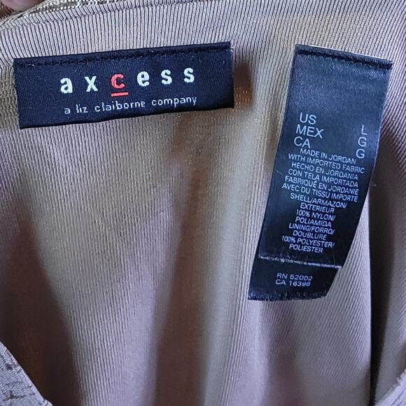 Y2k Axcess Brown and Tan Long Sleeve V-Neck Top, L - Picture 4 of 6